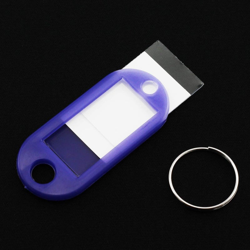 Lind Kitchen 40pcs Purple Key Ring Label Tags Plastic Keys Holder and Identifier Name Number Address Information Label Card for Keys ID 5x2.2cm - Image 4